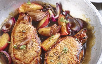 Pork Steaks with Apple & Basil Sauce